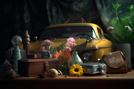 Conceptual illustration of a summer mood and travelling concept. Created with generative AIの素材