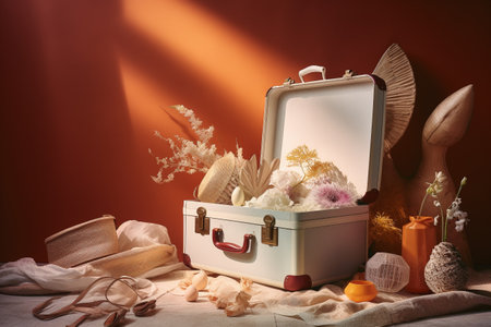 Conceptual illustration of a summer mood and travelling concept. Created with generative AIの素材