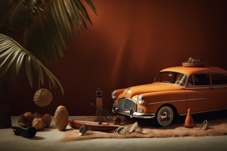 Conceptual illustration of a summer mood and travelling concept. Created with generative AIの素材