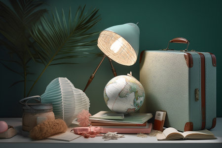 Conceptual illustration of a summer mood and travelling concept. Created with generative AIの素材