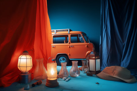 Conceptual illustration of a summer mood and travelling concept. Created with generative AIの素材