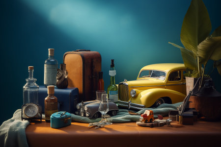 Conceptual illustration of a summer mood and travelling concept. Created with generative AIの素材