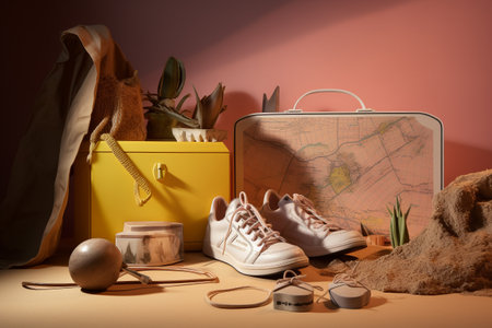 Conceptual illustration of a summer mood and travelling concept. Created with generative AIの素材