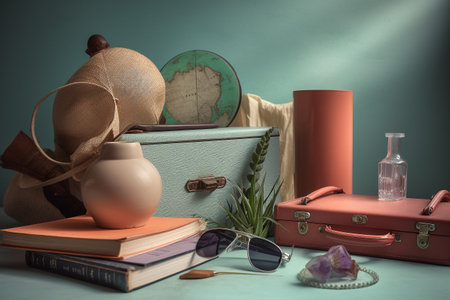 Conceptual illustration of a summer mood and travelling concept. Created with generative AIの素材