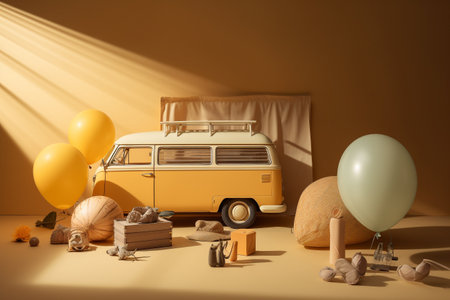 Conceptual illustration of a summer mood and travelling concept. Created with generative AIの素材