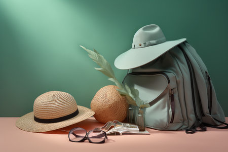 Conceptual illustration of a summer mood and travelling concept. Created with generative AIの素材