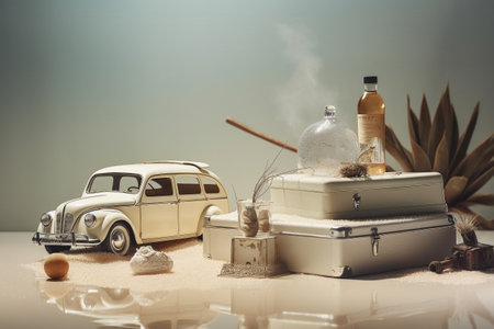 Conceptual illustration of a summer mood and travelling concept. Created with generative AIの素材