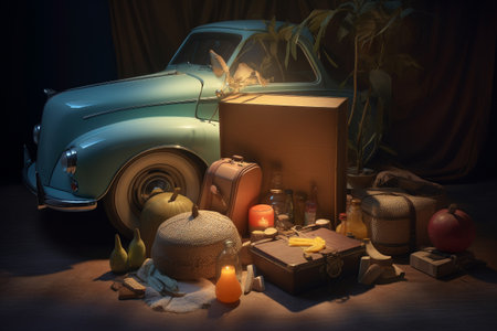 Conceptual illustration of a summer mood and travelling concept. Created with generative AIの素材