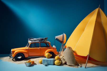 Conceptual illustration of a summer mood and travelling concept. Created with generative AIの素材