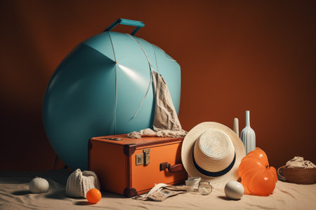 Conceptual illustration of a summer mood and travelling concept. Created with generative AIの素材