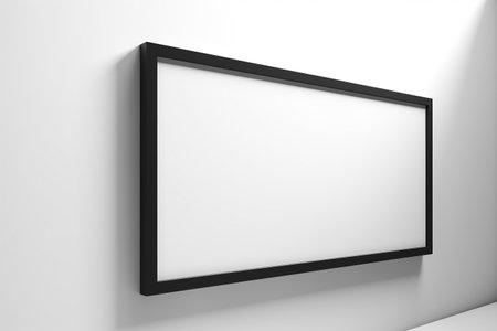 Vertical black wooden frame inside a modern interior. Mockup, interior design. Created with generative AIの素材