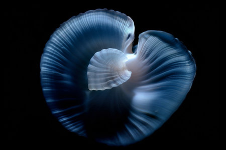 Black and white artistic conceptual illustration of a beautiful seashell closeup. Created with generative AIの素材