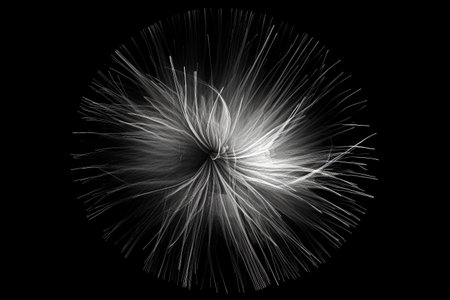 Black and white artistic conceptual illustration of a beautiful flower or floral element closeup. Created with generative AIの素材