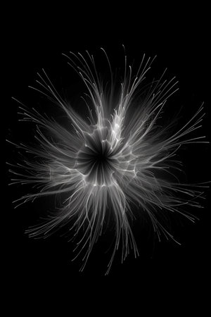 Black and white artistic conceptual illustration of a beautiful flower or floral element closeup. Created with generative AIの素材
