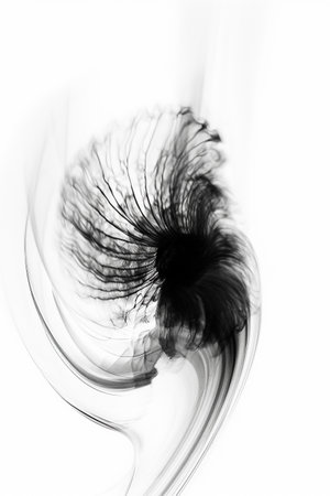 Black and white artistic conceptual illustration of a beautiful flower or floral element closeup. Created with generative AIの素材