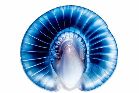 Abstract illustration of a beautiful seashell isolated on a white background. Created with generative AIの素材