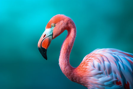 Beautiful flamingo bird on a clean background. Created with generative AIの素材