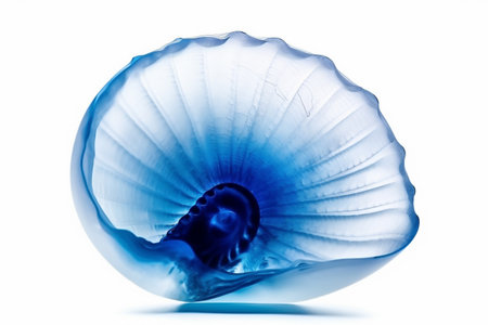 Abstract illustration of a beautiful seashell isolated on a white background. Created with generative AIの素材