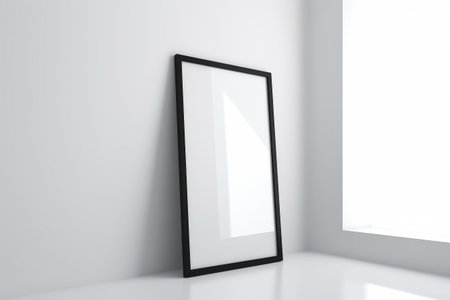 Empty frame on a simple wall. Interior design, poster artwork mockup. Created with generative AIの素材