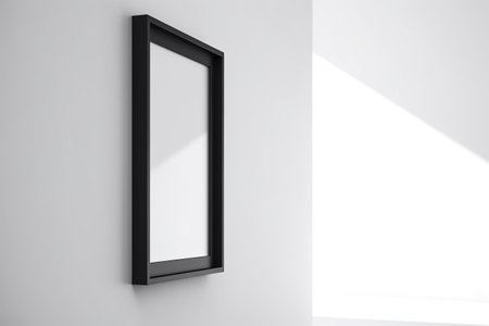 Empty frame on a simple wall. Interior design, poster artwork mockup. Created with generative AIの素材