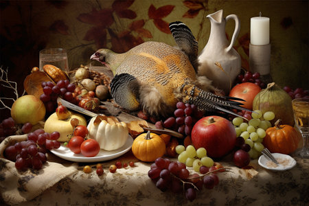 Thanksgiving - abstract conceptual collage illustration. Created with generative AIの素材