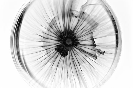 Abstract illustration of a beautiful natural floral shape in transparency, isolated over a clean background. Illustration created with generative AIの素材