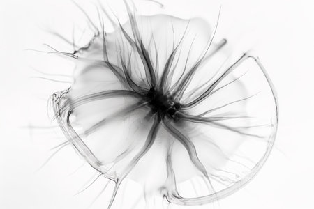 Abstract illustration of a beautiful natural floral shape in transparency, isolated over a clean background. Illustration created with generative AIの素材