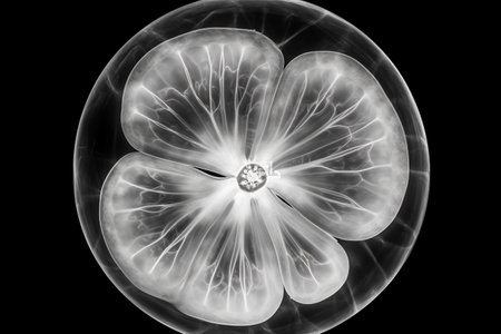 Abstract illustration of a beautiful natural floral shape in transparency, isolated over a clean background. Illustration created with generative AIの素材