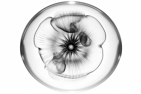 Abstract illustration of a beautiful natural floral shape in transparency, isolated over a clean background. Illustration created with generative AIの素材