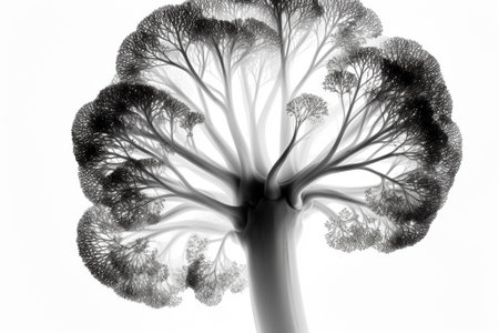 Abstract illustration of a beautiful natural shape in transparency, isolated over a clean background. Illustration created with generative AIの素材