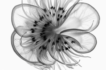 Abstract illustration of a beautiful natural shape in transparency, isolated over a clean background. Illustration created with generative AIの素材