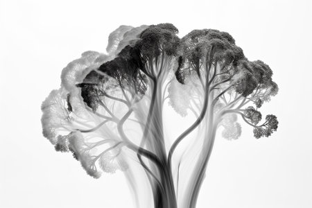 Abstract illustration of a beautiful natural shape in transparency, isolated over a clean background. Illustration created with generative AIの素材