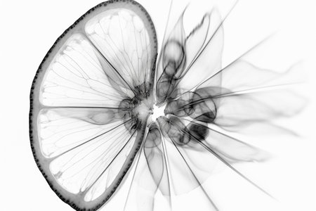 Abstract illustration of a beautiful natural floral shape in transparency, isolated over a clean background. Illustration created with generative AIの素材