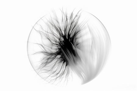 Abstract illustration of a beautiful natural floral shape in transparency, isolated over a clean background. Illustration created with generative AIの素材