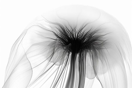 Abstract illustration of a beautiful natural floral shape in transparency, isolated over a clean background. Illustration created with generative AIの素材