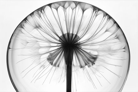 Abstract illustration of a beautiful natural floral shape in transparency, isolated over a clean background. Illustration created with generative AIの素材