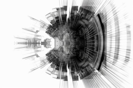 Abstract illustration of a beautiful industrial shape in transparency, isolated over a clean background. Illustration created with generative AIの素材