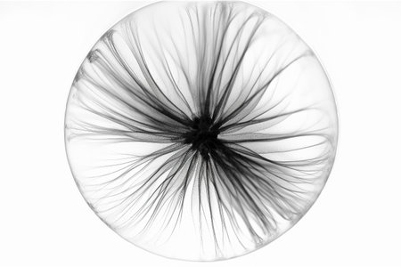 Abstract illustration of a beautiful natural floral shape in transparency, isolated over a clean background. Illustration created with generative AIの素材
