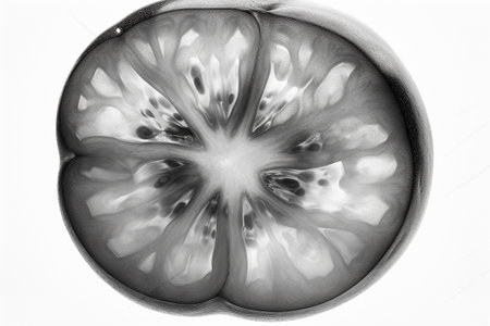 Abstract illustration of a beautiful natural floral shape in transparency, isolated over a clean background. Illustration created with generative AIの素材
