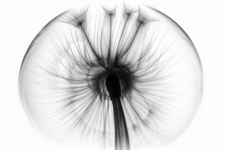 Abstract illustration of a beautiful natural floral shape in transparency, isolated over a clean background. Illustration created with generative AIの素材
