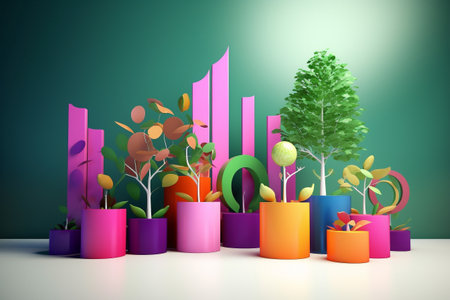 Colorful illustration - growing business concept. Illustration created with generative AIの素材