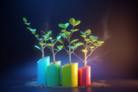 Colorful illustration - growing business concept. Illustration created with generative AIの素材