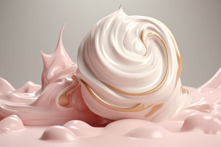 Abstract illustration - dynamic colorful cream twirl, 3d rendering. Illustration created with generative AIの素材
