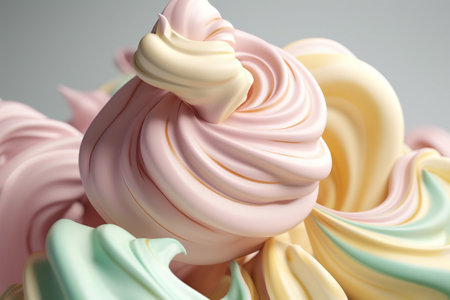 Abstract illustration - dynamic colorful cream twirl, 3d rendering. Illustration created with generative AIの素材
