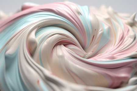 Abstract illustration - dynamic colorful cream twirl, 3d rendering. Illustration created with generative AIの素材
