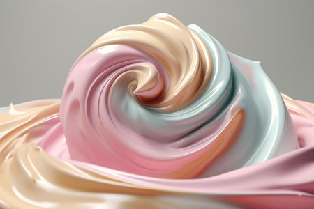 Abstract illustration - dynamic colorful cream twirl, 3d rendering. Illustration created with generative AIの素材