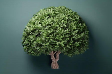 A tree in the shape of a human brain - conceptual illustration created with generative AIの素材