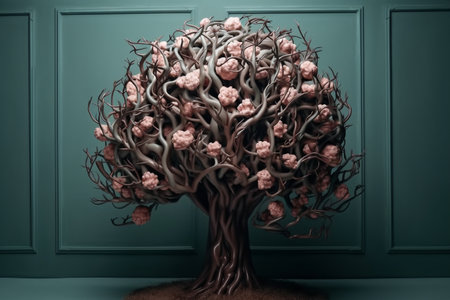 A tree in the shape of a human brain - conceptual illustration created with generative AIの素材