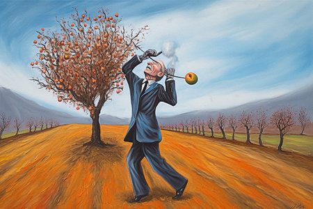 Greed (the seven deadly sins) - surreal painting. Conceptual illustration. Illustration created with generative AIの素材