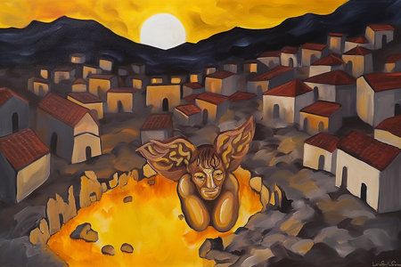 Greed (the seven deadly sins) - surreal painting. Conceptual illustration. Illustration created with generative AIの素材